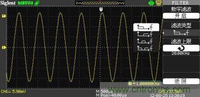 1KHz信號(hào) ，打開數(shù)字濾波，測量值為1KHz