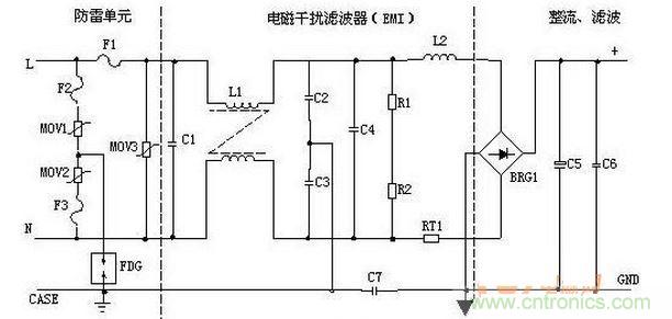 輸入濾波、整流回路原理圖