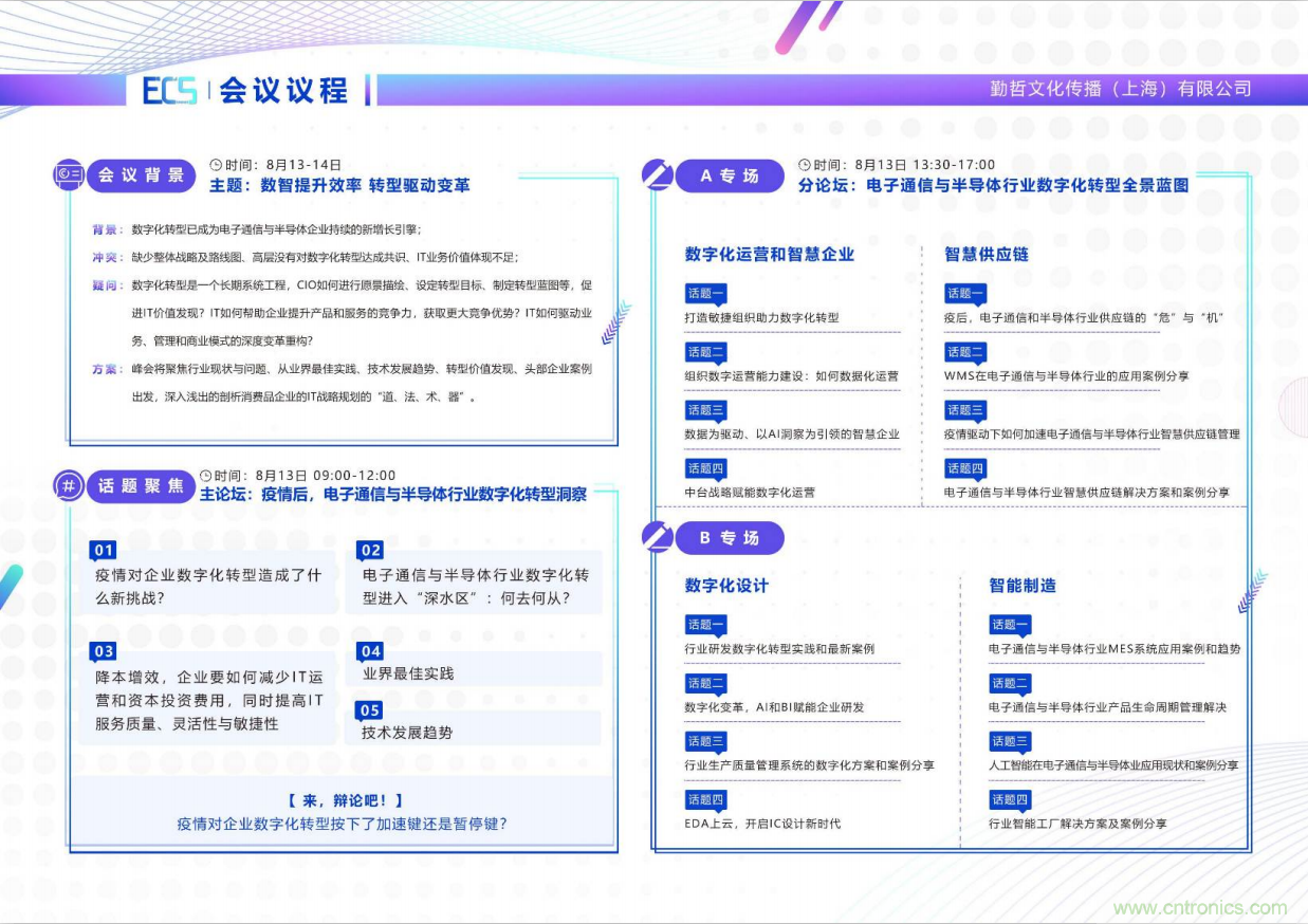 ECS 2020|第二屆中國電子通信與半導(dǎo)體CIO峰會正式啟動！