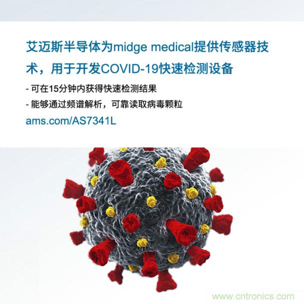 艾邁斯為midge medical提供傳感器技術，用于開發(fā)COVID-19快速檢測設備